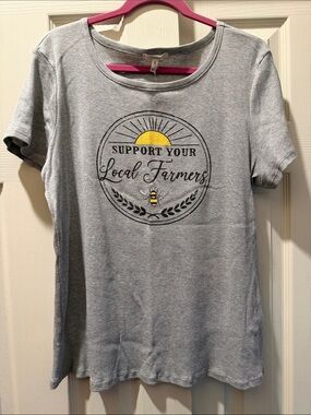 Maurices Light Gray 'Support Your Local Farmers' Graphic Tee